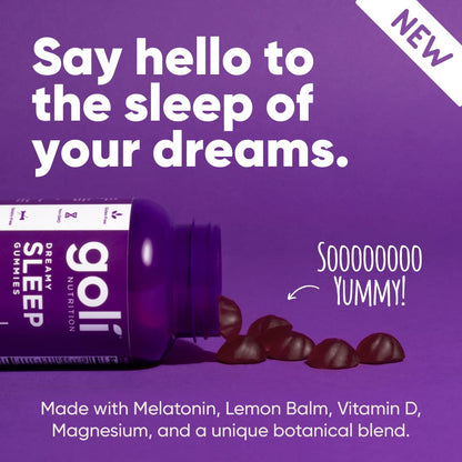 Goli Dreamy Sleep Gummy - 180 Count | Melatonin, Magnesium, Vitamin D, Lemon Balm | Vegan, Gelatin-Free, Gluten-Free, Non-GMO
