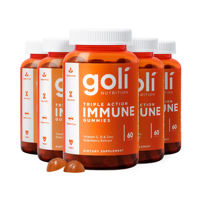 Goli Immune Vitamin Gummy – 300 Count (Pack of 5) | Elderberry, Vitamin C, D & Zinc | Vegan, Non-GMO, Gluten-Free & Gelatin-Free