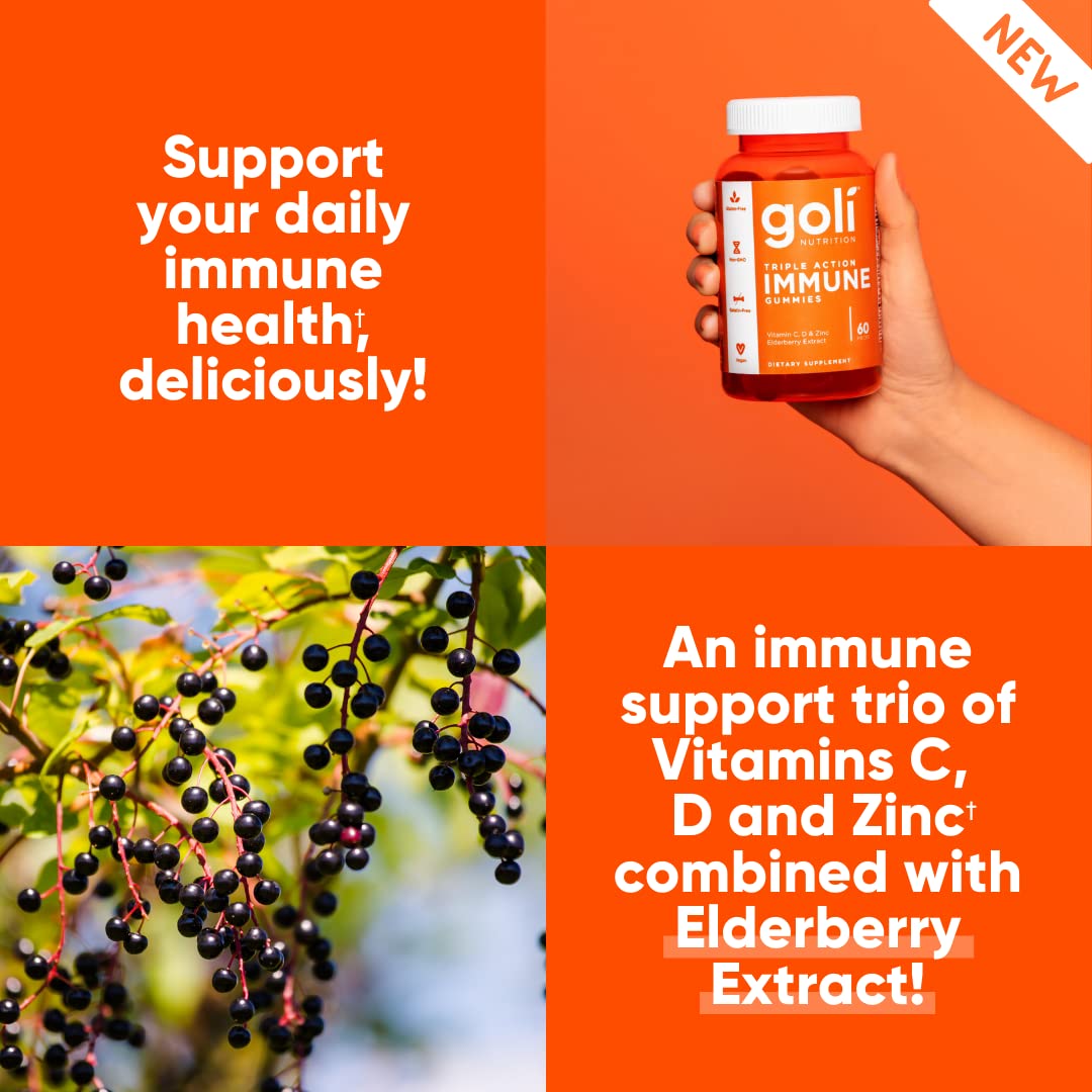 Goli Immune Vitamin Gummy – 300 Count (Pack of 5) | Elderberry, Vitamin C, D & Zinc | Vegan, Non-GMO, Gluten-Free & Gelatin-Free
