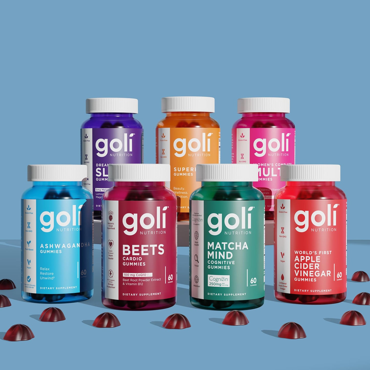 Goli Matcha Mind Gummies – 180 Count | Cognizin for Focus & Brain Health | Vegan, Non-GMO, Gluten-Free