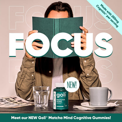 Goli Matcha Mind Gummies – 180 Count | Cognizin for Focus & Brain Health | Vegan, Non-GMO, Gluten-Free