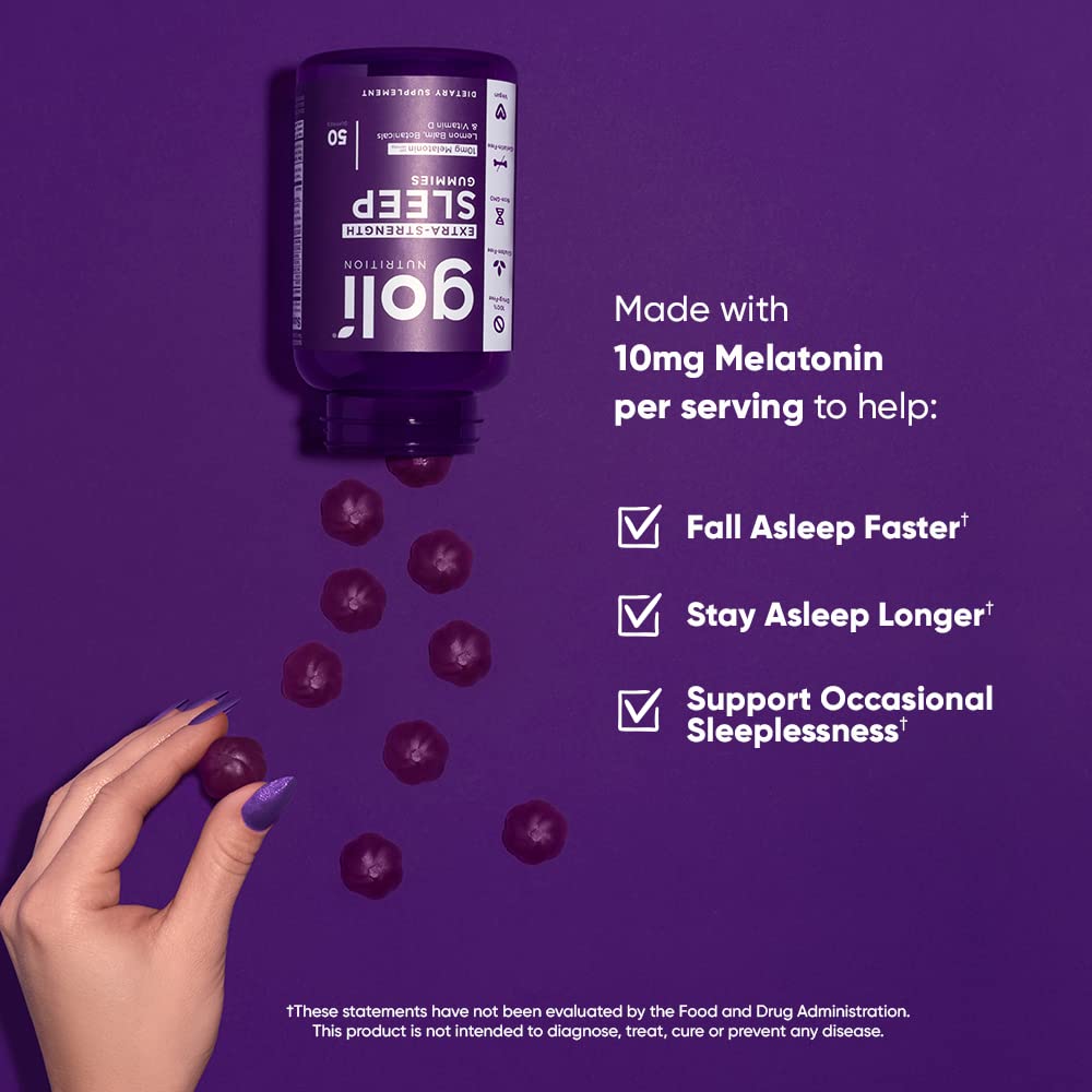 Goli Extra-Strength Sleep Gummies with 10 mg Melatonin – 150 Count | Vegan, Gluten-Free, Gelatin-Free