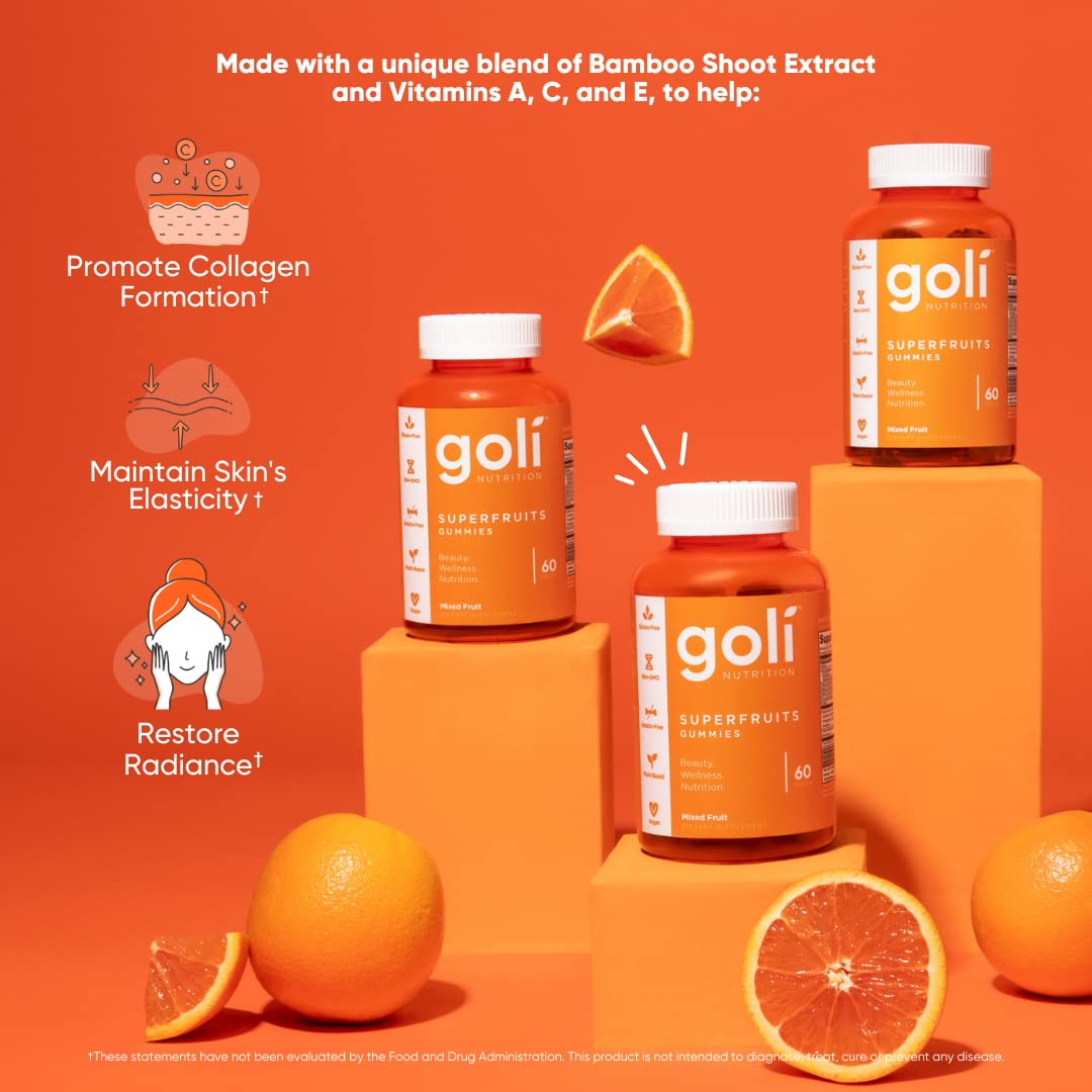 Goli SuperFruits Beauty Gummy Vitamin – 60 Count – Vegan, Plant-Based, Non-GMO, Gluten-Free & Gelatin-Free
