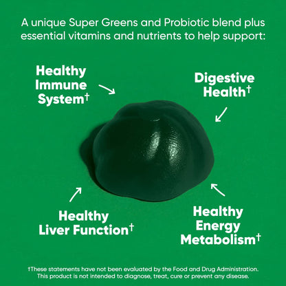 Goli Supergreens Gummies with Probiotics – Artichoke Leaf, Spirulina & Kale | Vegan, Gluten-Free, Non-GMO – 60 Count (5 Pack)