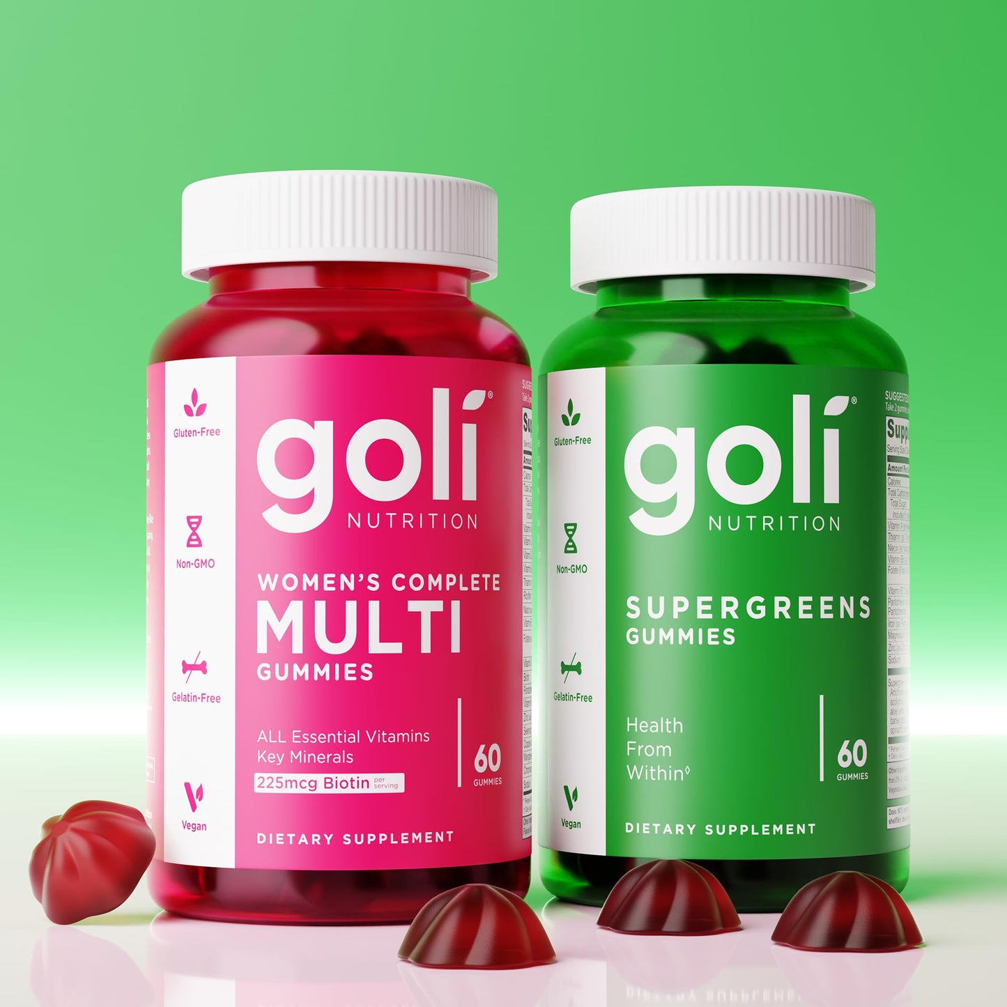 Goli Supergreens Gummies with Probiotics – Artichoke Leaf, Spirulina & Kale | Vegan, Gluten-Free, Non-GMO – 60 Count (5 Pack)