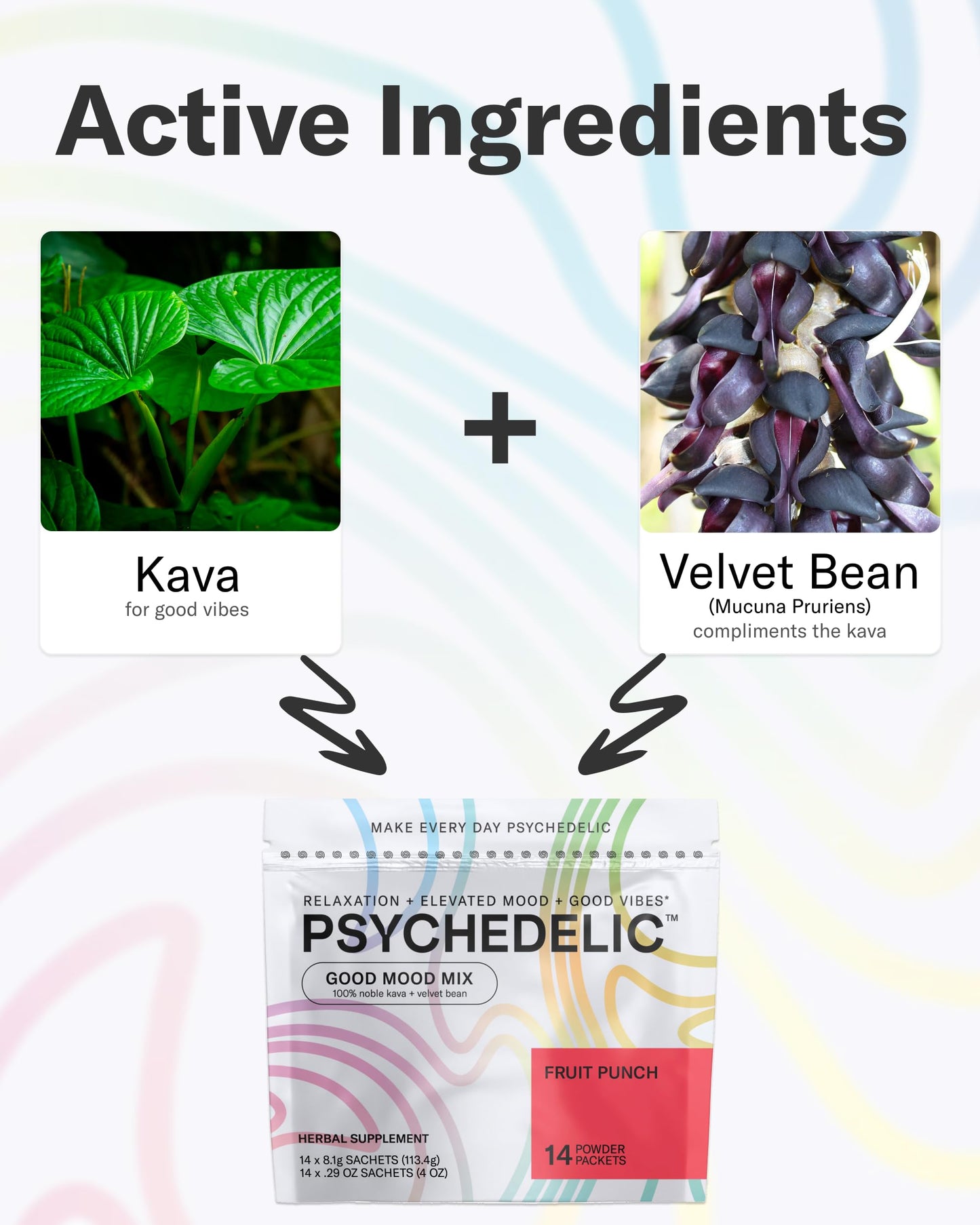 Good Mood Mix Fruit Punch Kava Drink Mix — 14-Stick, Mucuna Pruriens, Stevia