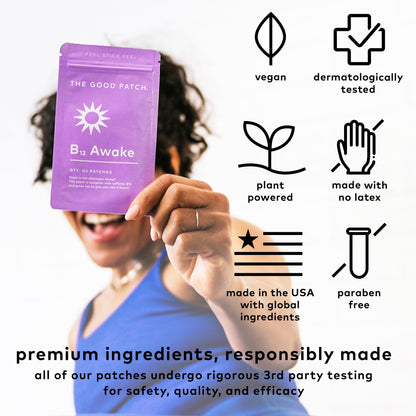 The Good Patch B12 Awake Patch | Caffeine, B12 & Green Tea for Natural Energy (24 Patches)