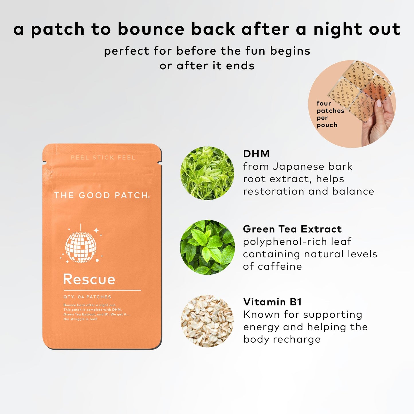 The Good Patch Rescue Recovery Patch – Plant-Powered Night-Out Support (24 Patches)