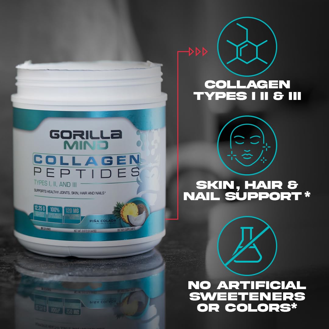 Gorilla Mind Collagen Peptides Powder – Joint Health, Skin, Hair & Nails | Mixed Berry 426g