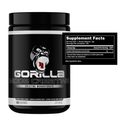 Gorilla Mind Creatine Monohydrate Micronized Powder – 5 g Serving, 100 Servings, Made in USA
