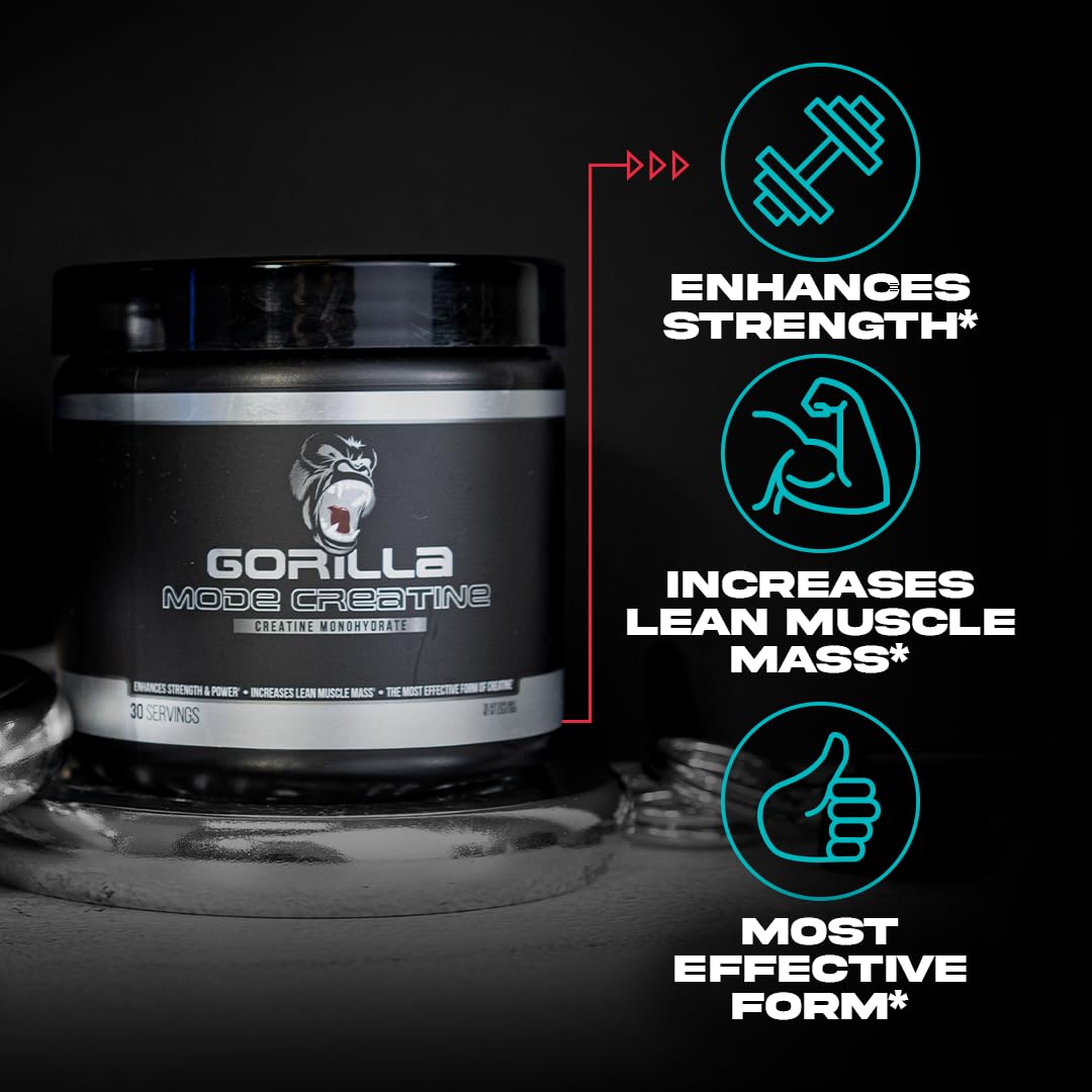 Gorilla Mind Creatine Monohydrate Micronized Powder – 5 g Serving, 100 Servings, Made in USA