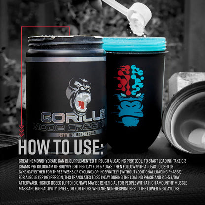 Gorilla Mind Creatine Monohydrate Micronized Powder – 5 g Serving, 100 Servings, Made in USA