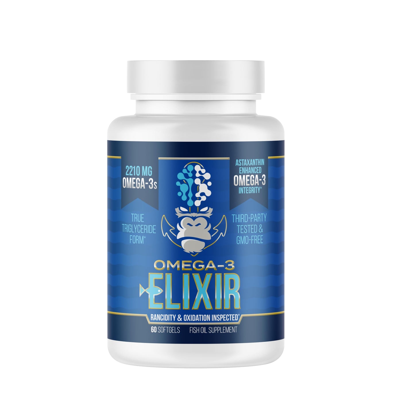 Gorilla Mind Omega-3 Elixir™ – 2210mg TG Fish Oil with Astaxanthin | 60 Softgels
