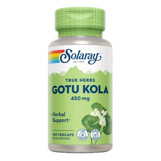 SOLARAY Gotu Kola 450mg – Centella Asiatica Herbal Supplement – Vegan, Non-GMO, Lab Verified, 100 Servings