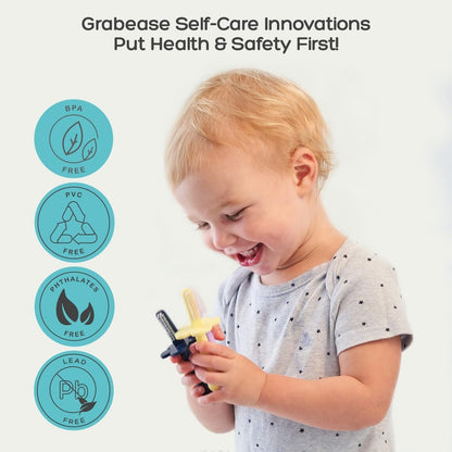 Grabease Double Sided Toothbrush for Toddlers - Gentle Silicone Bristles (Lavender)
