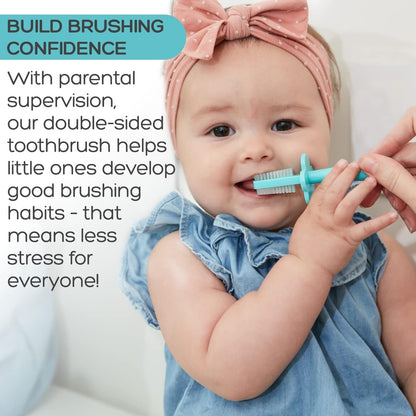 Grabease Silicone Finger Toothbrush for Infants & Toddlers | Double-Sided Bristles & Safe Choke Shield