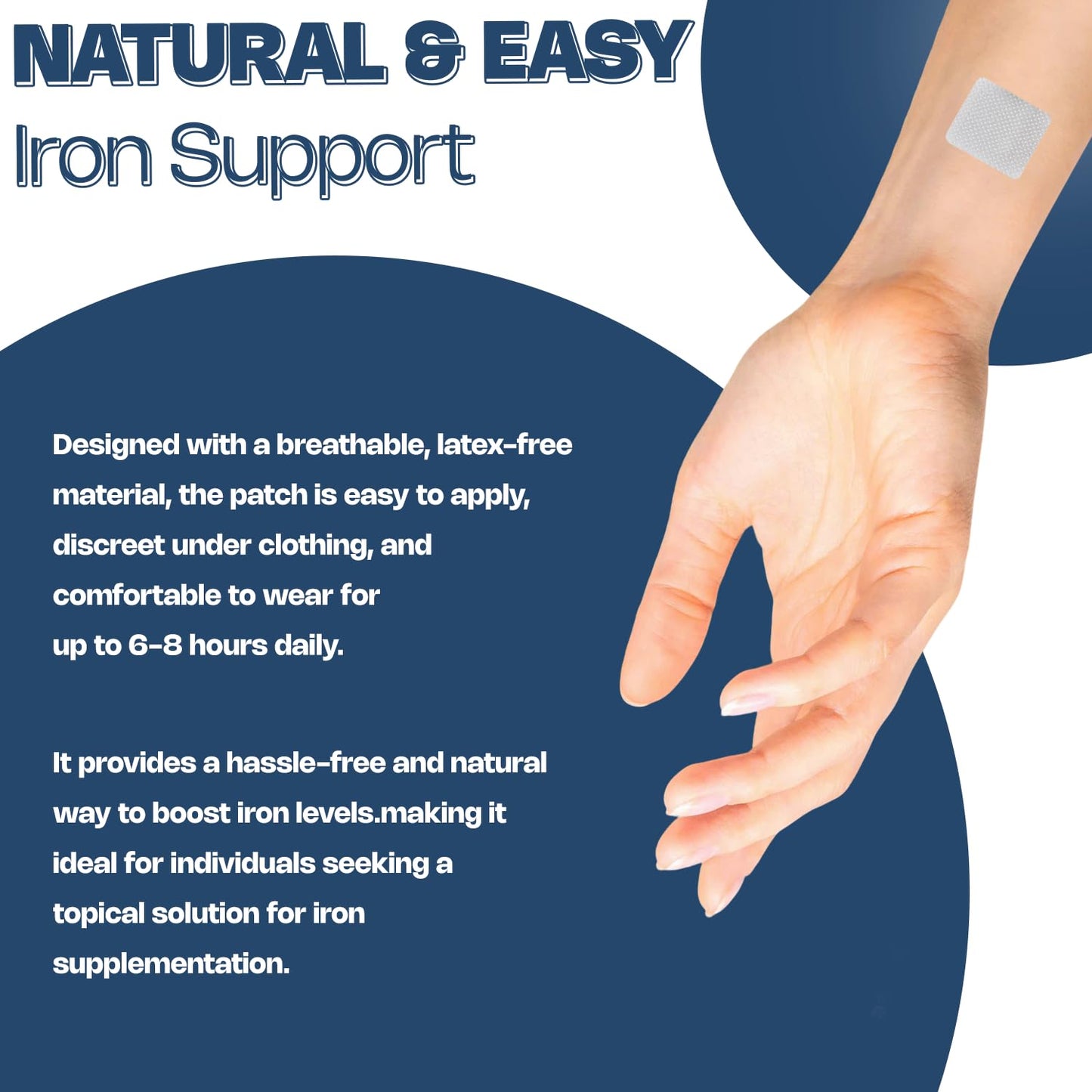 Graclin Iron Plus Topical Patches – Easy to Use, 60 Days Supply – Sugar-Free, Latex-Free, Natural Alternative