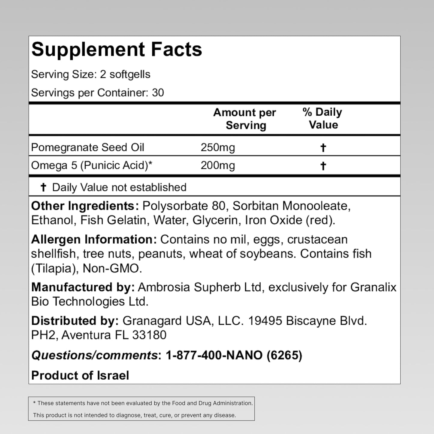 GranaGard Omega 5 – Clinically Proven Brain Support & Anti-Aging (2-Month Supply) – 120ct