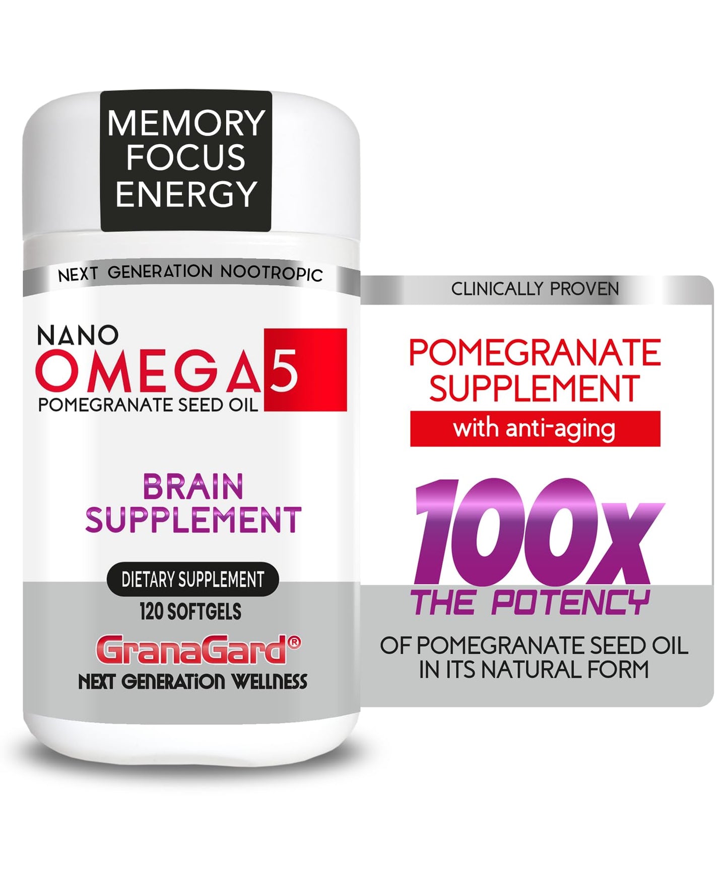 GranaGard Omega 5 – Clinically Proven Brain Support & Anti-Aging (2-Month Supply) – 120ct