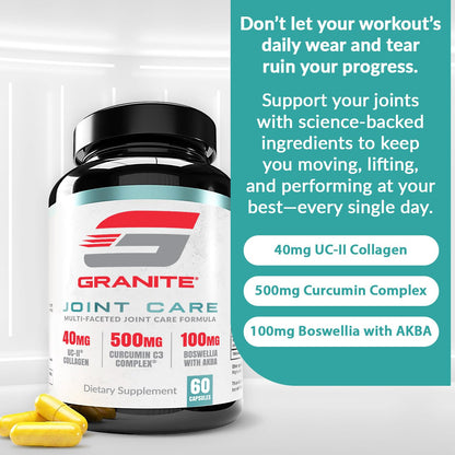 Granite Joint Care: UC-II Collagen + Turmeric Curcumin C3 + Boswellia – All-in-One Joint Support (60ct)