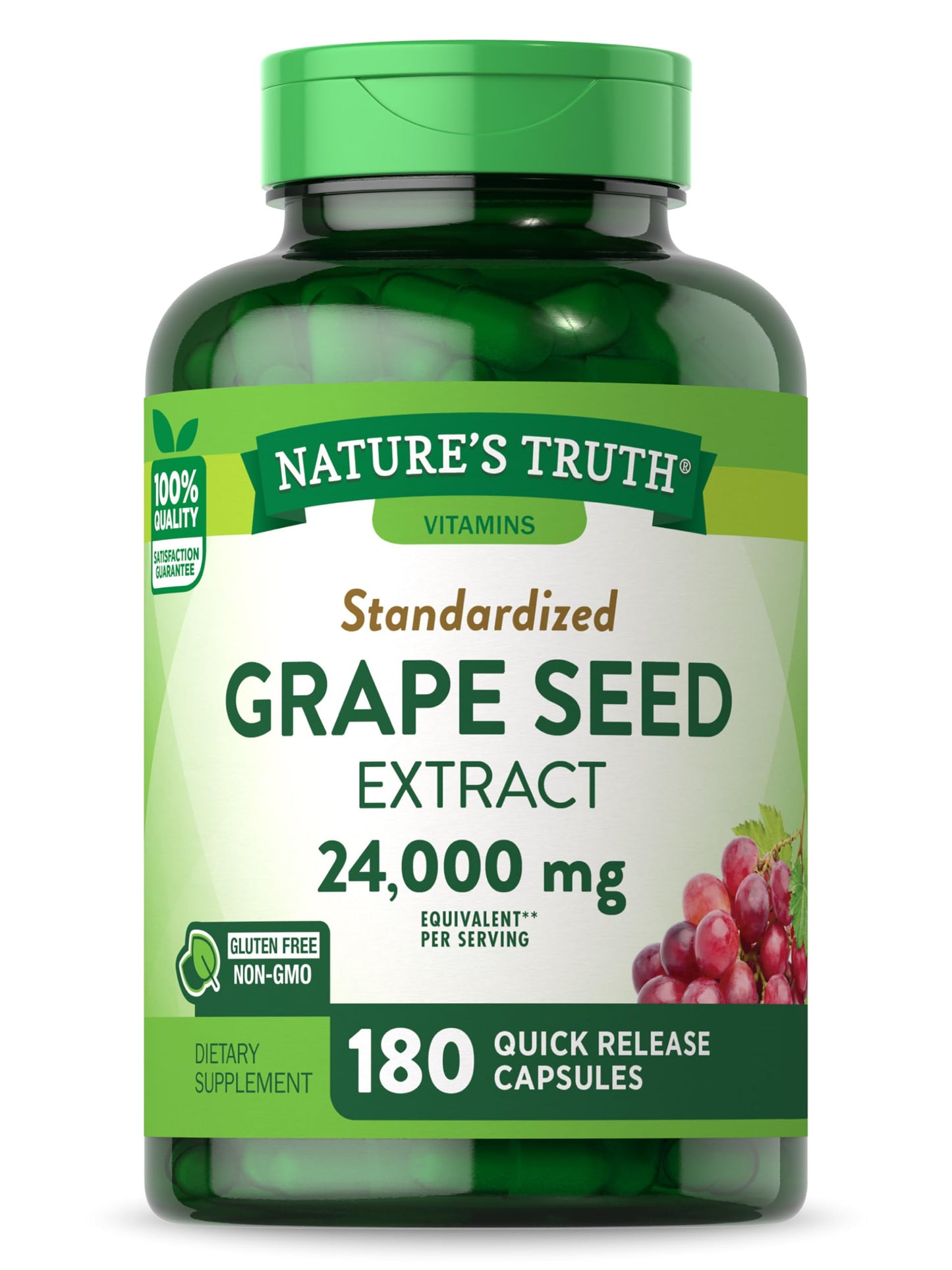 Nature’s Truth Grape Seed Extract 24,000 mg | 180 Capsules | Non-GMO & Gluten Free Formula