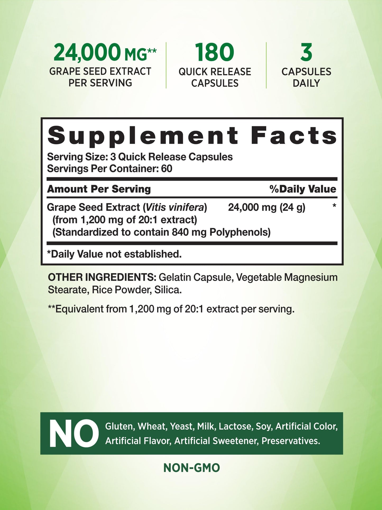 Nature’s Truth Grape Seed Extract 24,000 mg | 180 Capsules | Non-GMO & Gluten Free Formula