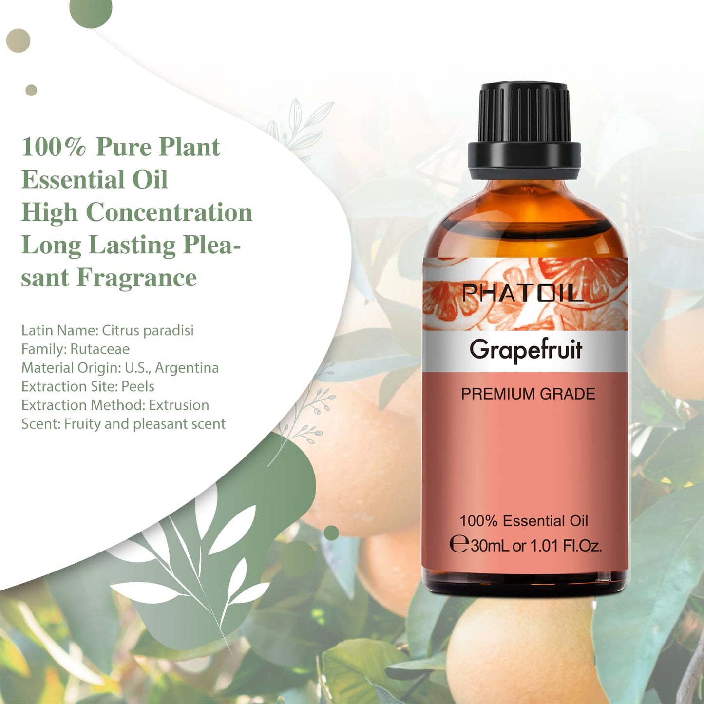 Grapefruit Essential Oil 30ml | PHATOIL Pure Oil for Diffusers & DIY