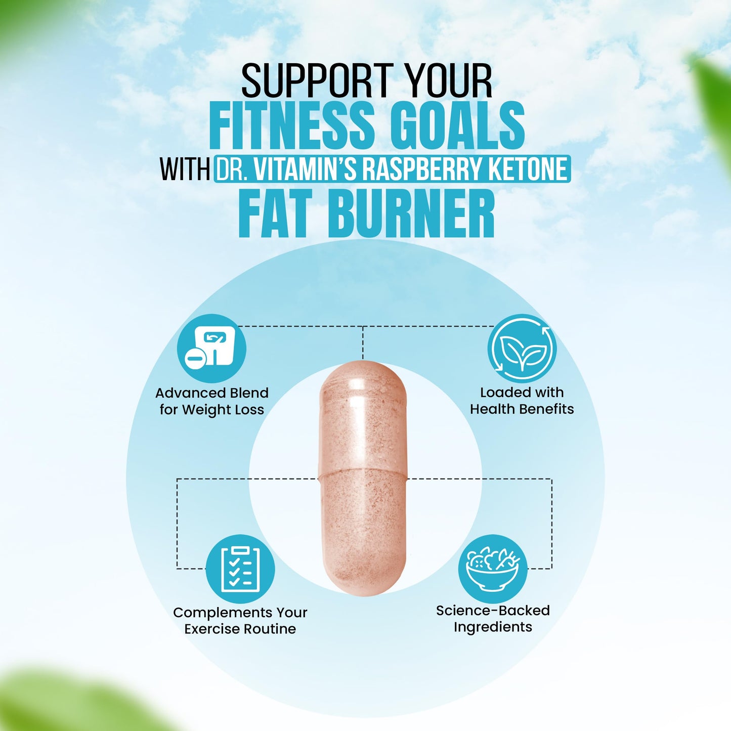DR VITAMIN SOLUTIONS Fat Burner for Women with GLP-1 Support - Weight Loss Supplements with Raspberry Ketone Powder, Green Tea, Kelp - Natural Weight Loss Pills for Women & Men - 30 Diet Pills