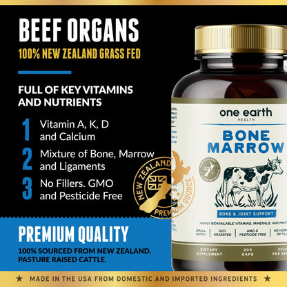 Grass Fed Beef Bone Marrow Supplement – 200 Count | New Zealand Sourced