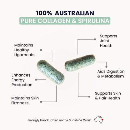 Organic Collagen Australia – Pure Collagen & Spirulina Capsules (120 Capsules)