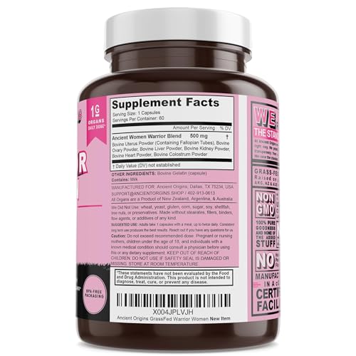 Ancient Origins Female-Optimized Beef Organ Superfood (60 x 500 mg) – Grass-Fed, Pasture-Raised