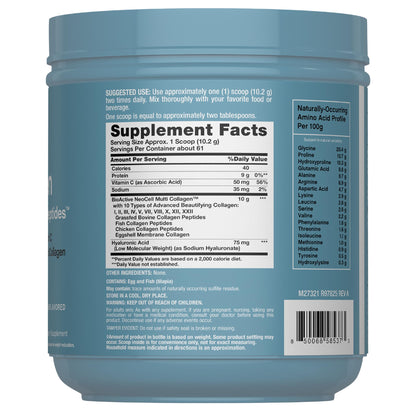 NeoCell Multi Collagen Bio-Peptides Powder | 22oz | Hyaluronic Acid & Vitamin C | 10 Collagen Types | Superior Absorption