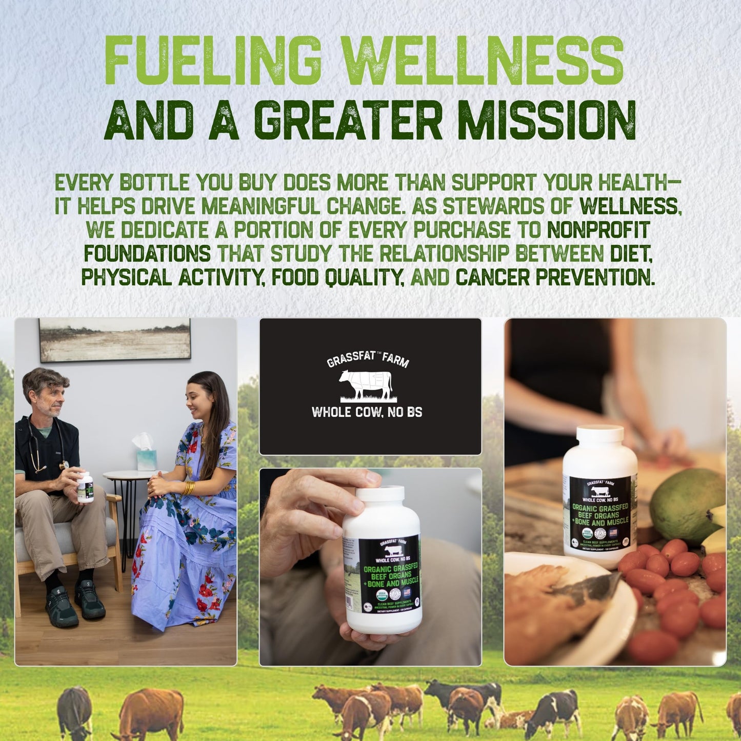 Grassfat USDA Organic 100% Grassfed Beef Organs Supplement – Made in USA | 30 Servings
