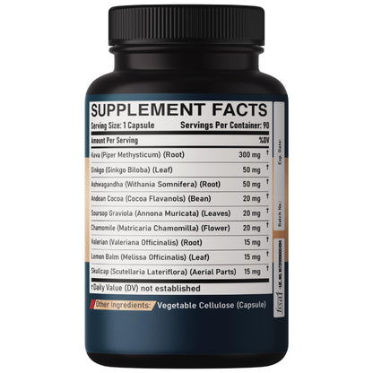 DEDICAD Kava Kava Capsules – 3-Month Supply, 90 Vegan Pills | 9-Herb Mood & Immune Support