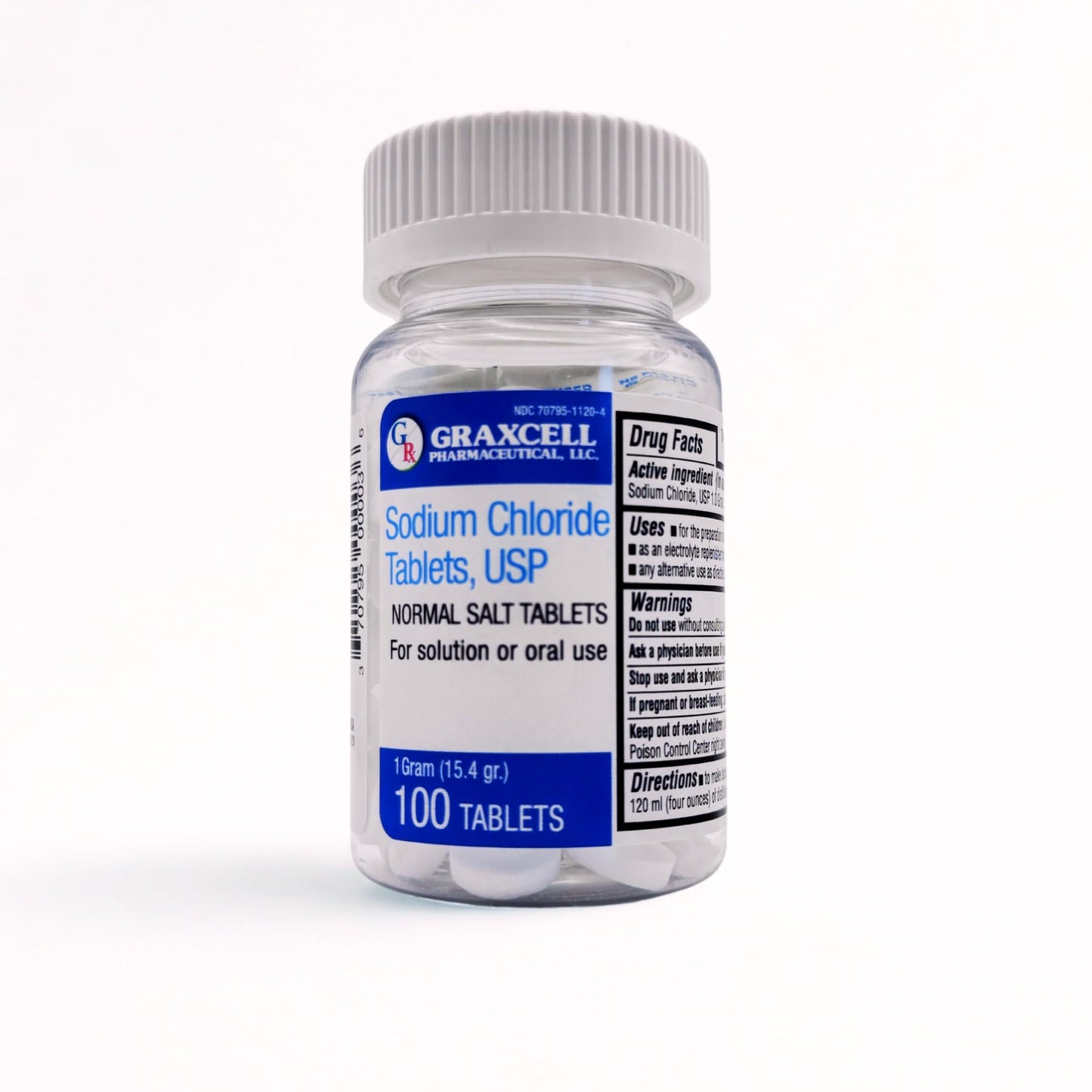 Graxcell Sodium Chloride Tablets 1g | Electrolyte Support for POTS & Dysautonomia | 100 Count | Made in USA
