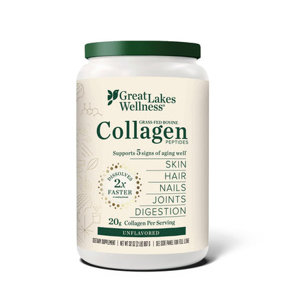Great Lakes Wellness Collagen Peptides – Unflavored, 32 oz, 20 g/serving