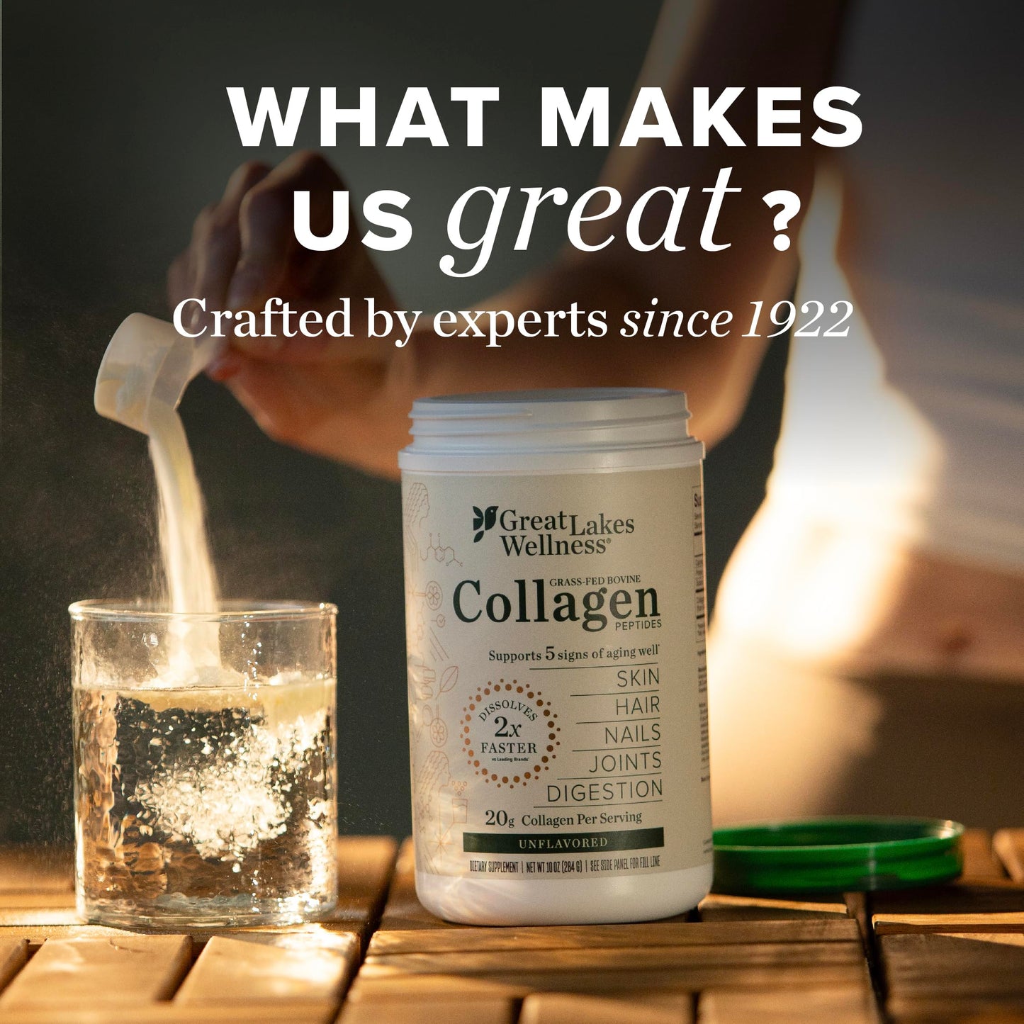 Great Lakes Wellness Collagen Peptides Powder — Unflavored, 20 g per Serving, 4 lb Value Pouch | Keto, Kosher, Non-GMO