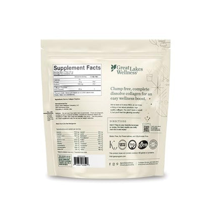 Great Lakes Wellness Collagen Peptides Powder — Unflavored, 20 g per Serving, 4 lb Value Pouch | Keto, Kosher, Non-GMO
