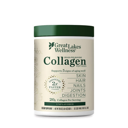 Great Lakes Wellness Collagen Peptides Powder – Unflavored, 20 oz | Skin, Hair, Nails, Joints & Digestion