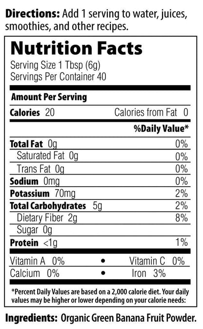 MRM Nutrition Organic Green Banana Powder – High-Fiber Prebiotic Flour (40 Servings)