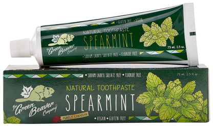 Green Beaver Spearmint Toothpaste, 2.5 Ounce (75 ml) – Vegan, Natural Whitening