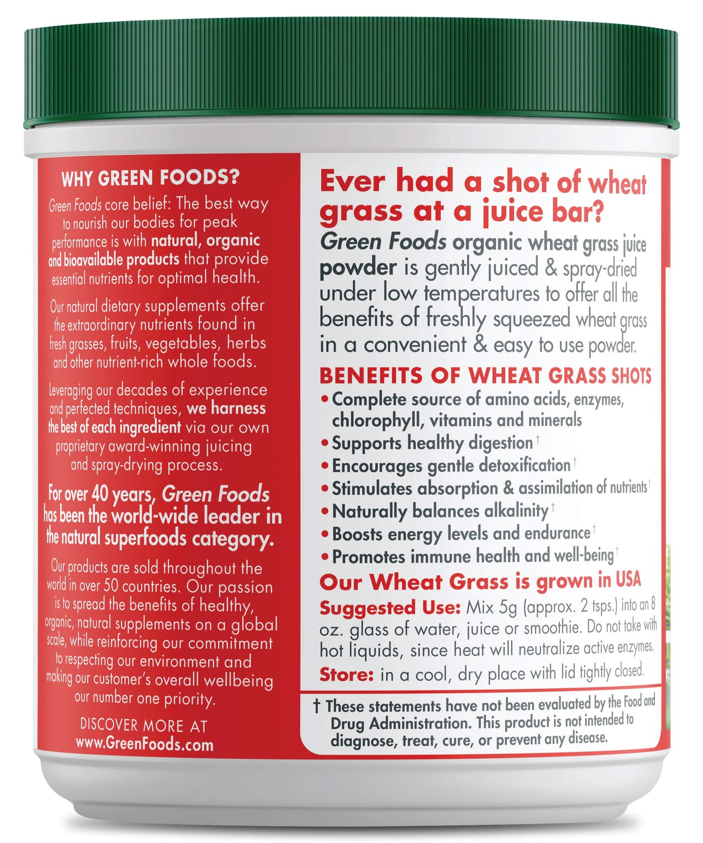 Green Foods Wheat Grass Shots 5.3 oz - Organic, Kosher, Vegan, Raw