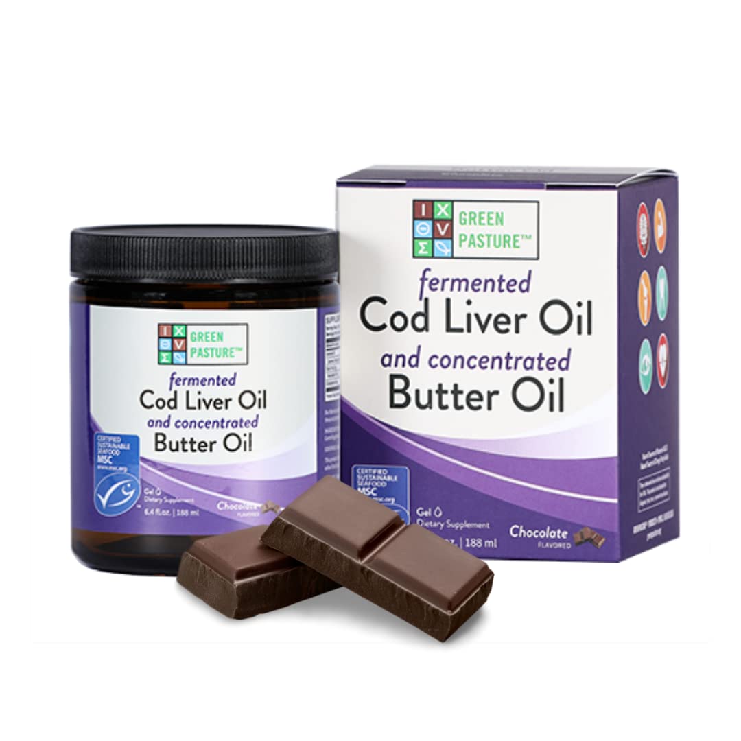 Green Pasture Butter Oil & Fermented Cod Liver Oil Gel – Chocolate, 6.4 oz