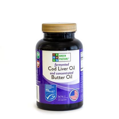 Green Pasture Fermented Cod Liver Oil & Butter Oil Blend - 120 Capsules