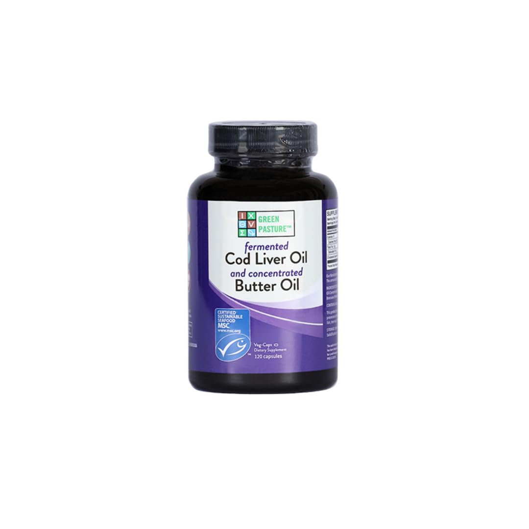 Green Pasture Fermented Cod Liver Oil & Butter Oil Blend - 120 Capsules