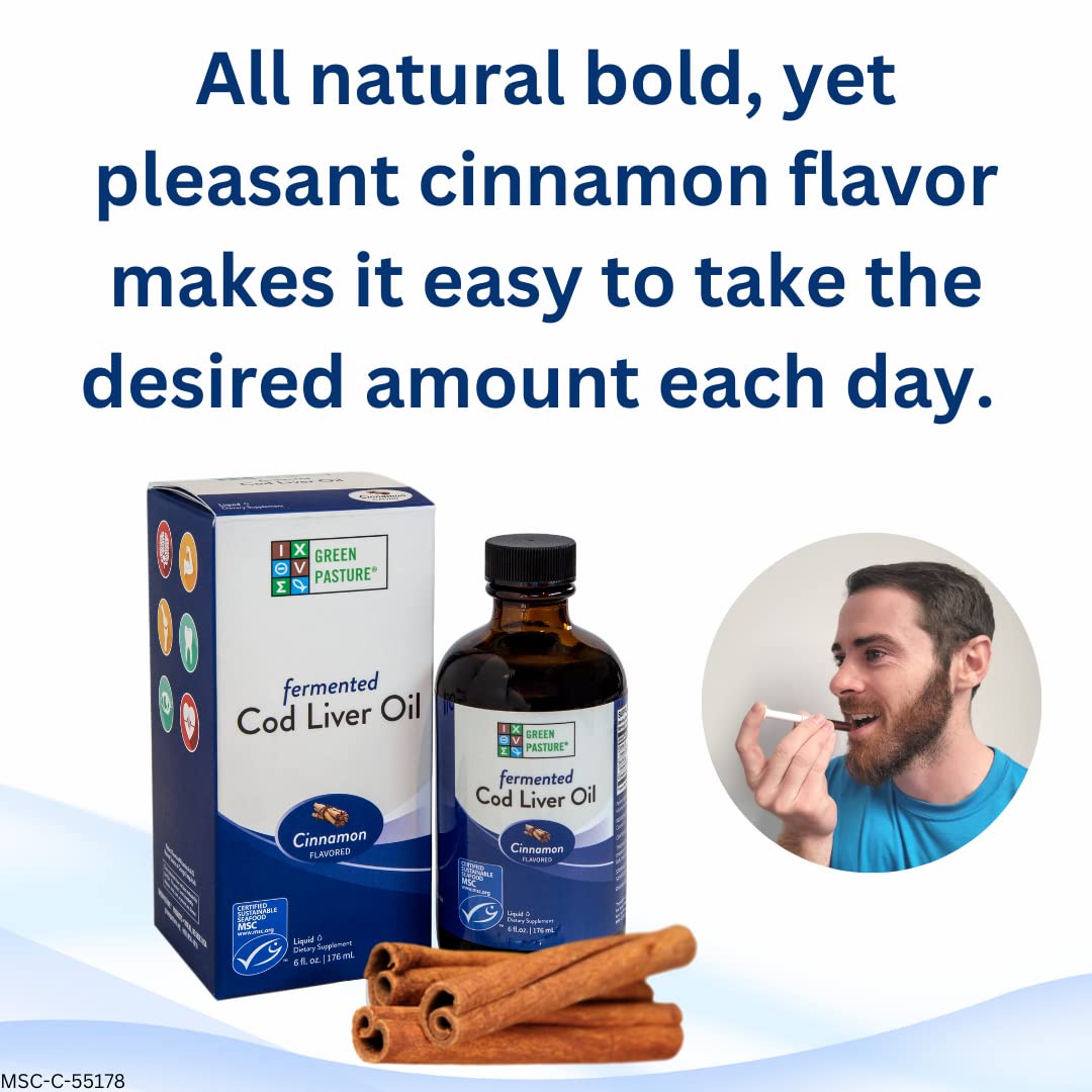 Green Pasture Fermented Cod Liver Oil Liquid Cinnamon – 6 fl oz