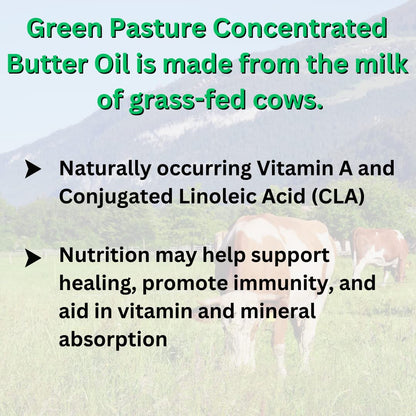 Green Pasture Concentrated Butter Oil Capsules | 120 Capsules | 60 Servings