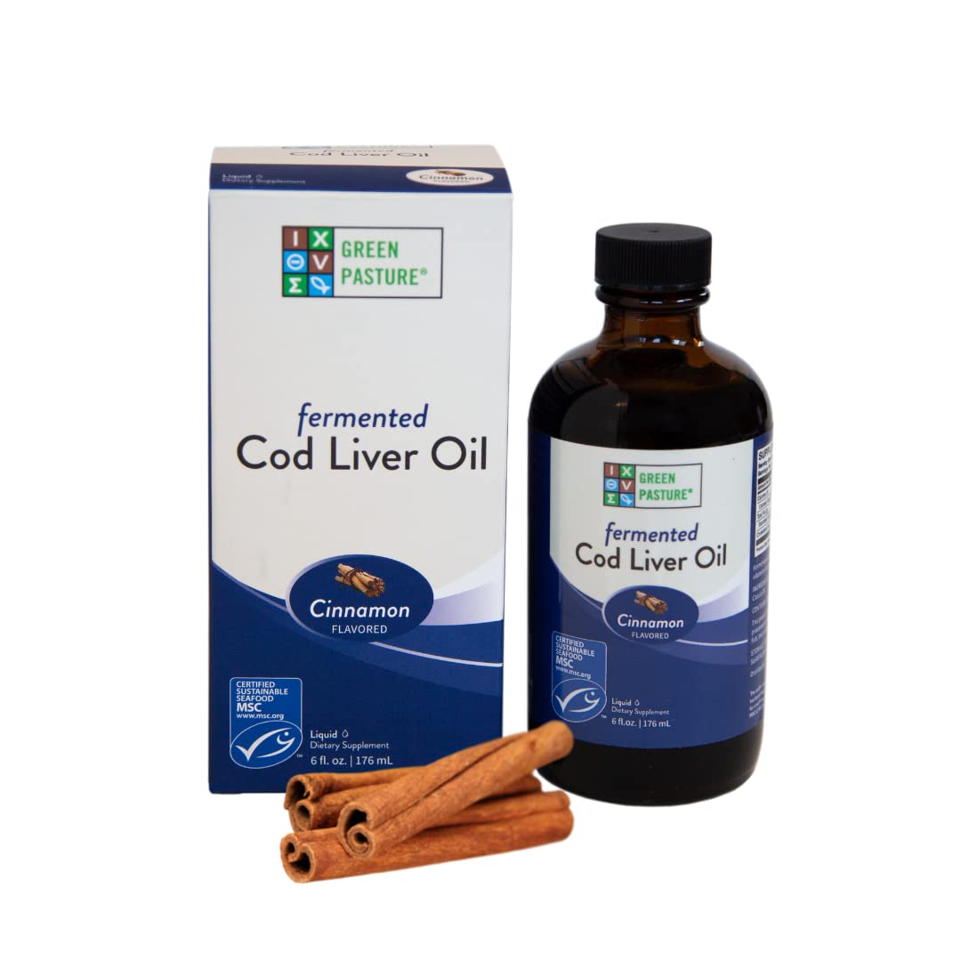 Green Pasture Fermented Cod Liver Oil Liquid Cinnamon – 6 fl oz