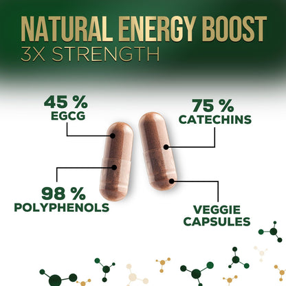Green Tea Extract Capsules 1000 mg – 3X Strength, 45% EGCG & 98% Polyphenols | 120 Capsules
