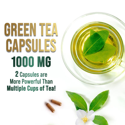 Green Tea Extract Capsules 1000mg - 45% EGCG, 98% Polyphenols | 60 Capsules